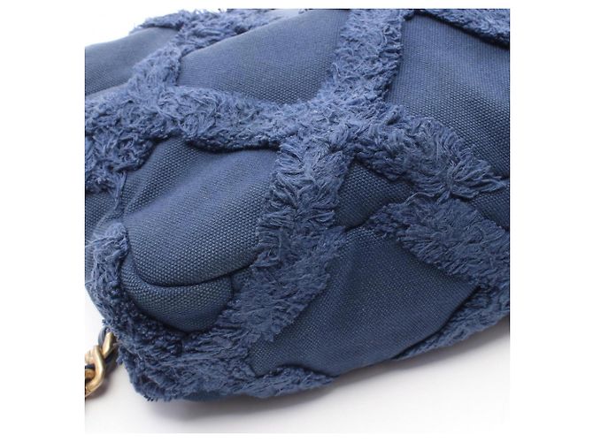 Chanel 19 Dixneuf gesteppte Canvas Schultertasche Marineblau - Ansicht 10