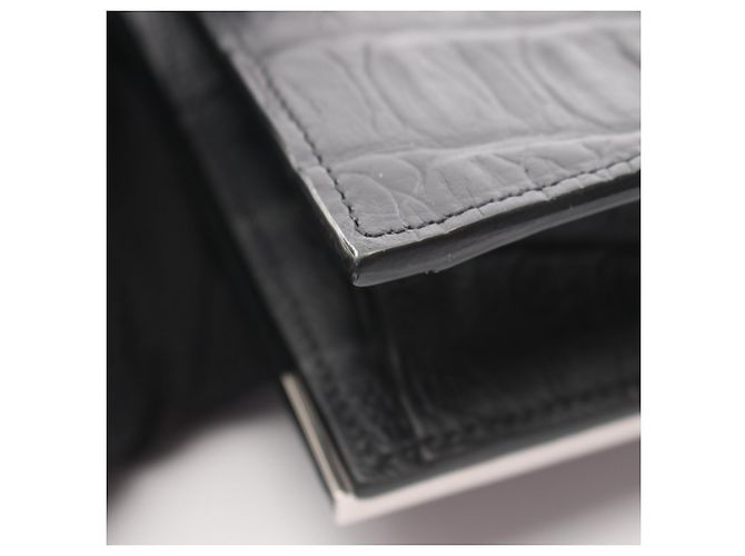 Clutch de couro com relevo Yves Saint Laurent Preto - vista 9