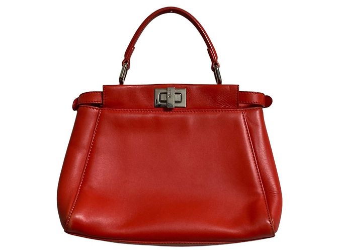 Fendi Peekaboo Mini Lederhandtasche Orange - Ansicht 2