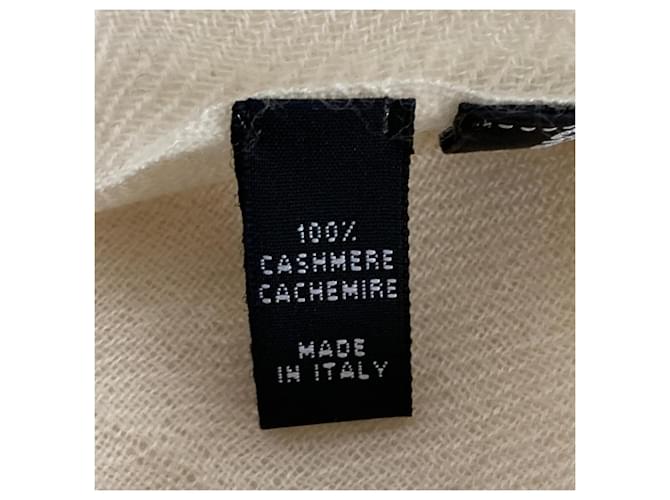 Stola in cashmere Chanel con logo Coco e perle Bianco Crudo - vista 6