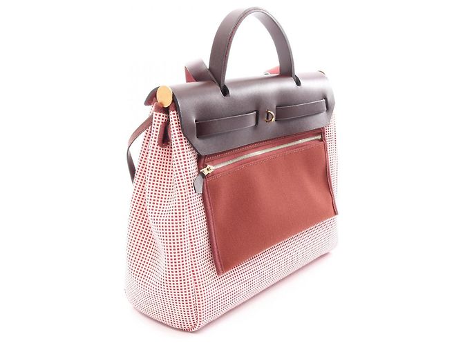 Hermès Borsa 2-Way Hermes Herbag Zip PM Bianco Rosso Bordò - vista 2