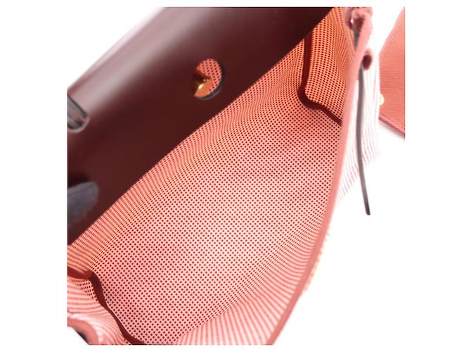 Hermès Borsa 2-Way Hermes Herbag Zip PM Bianco Rosso Bordò - vista 3