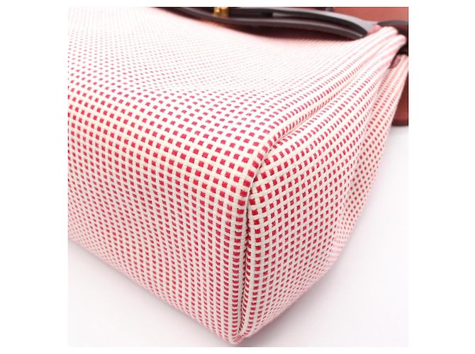 Hermès Borsa 2-Way Hermes Herbag Zip PM Bianco Rosso Bordò - vista 6