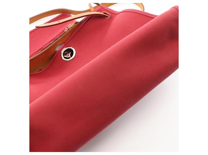 Hermès Borsa 2-Way Hermes Herbag Zip PM Ruby Natural Marrone Bordò - vista 14