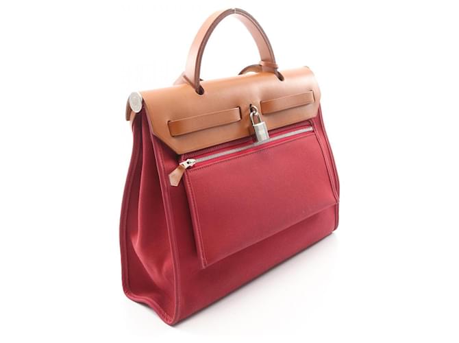 Hermès Borsa 2-Way Hermes Herbag Zip PM Ruby Natural Marrone Bordò - vista 2