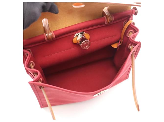 Hermès Borsa 2-Way Hermes Herbag Zip PM Ruby Natural Marrone Bordò - vista 3