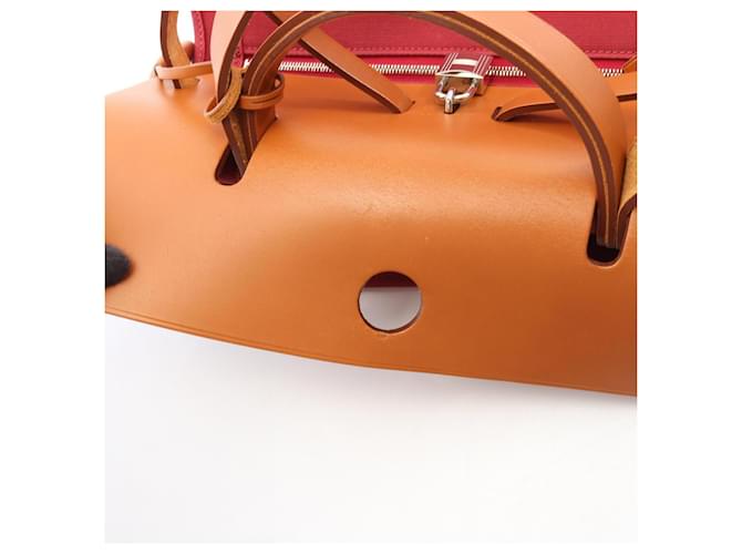 Hermès Borsa 2-Way Hermes Herbag Zip PM Ruby Natural Marrone Bordò - vista 6