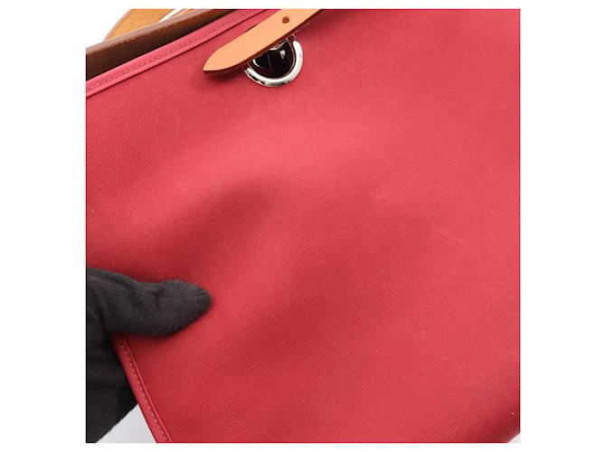 Hermès Borsa 2-Way Hermes Herbag Zip PM Ruby Natural Marrone Bordò - vista 9