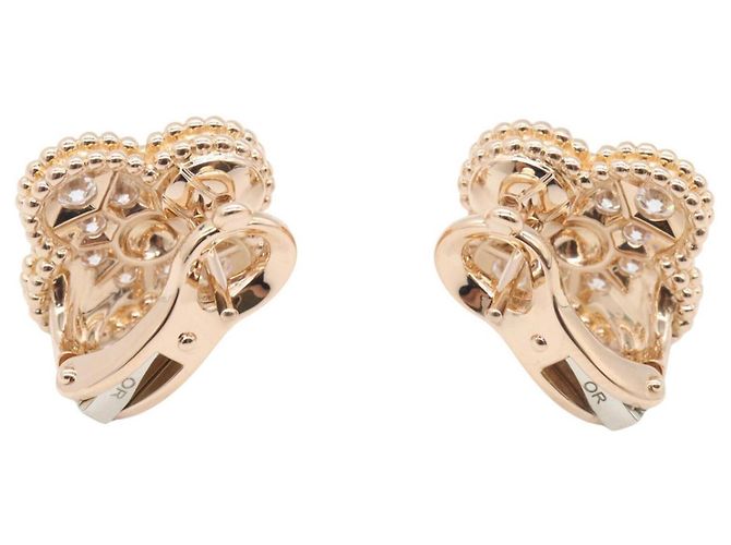 Orecchini Vintage Alhambra Diamond Van Cleef & Arpels D'oro - vista 2