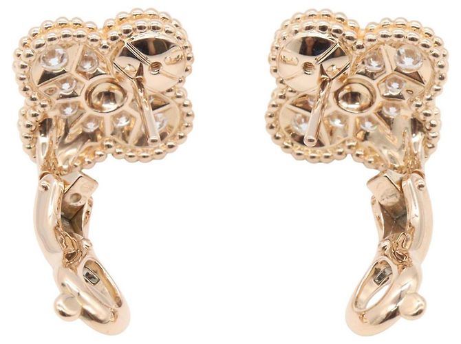 Orecchini Vintage Alhambra Diamond Van Cleef & Arpels D'oro - vista 3