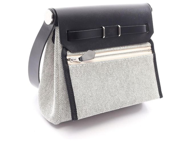 Hermès Borsa a tracolla Hermes Herbag Zip Mini Ecru Marrone Nero - vista 2