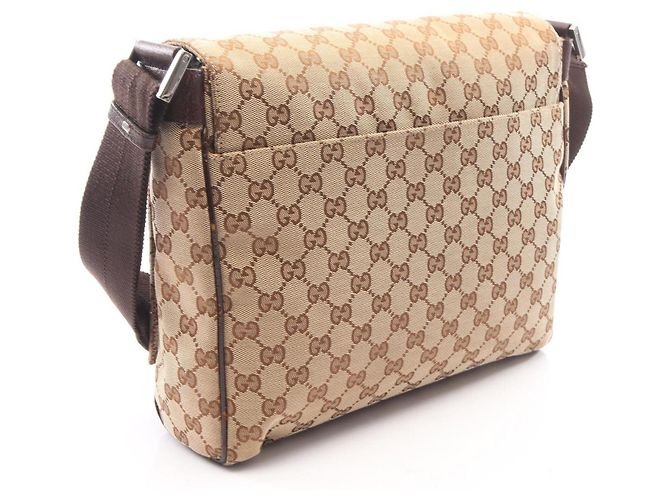 Borsa a Spalla Gucci GG Canvas Marrone Beige - vista 2
