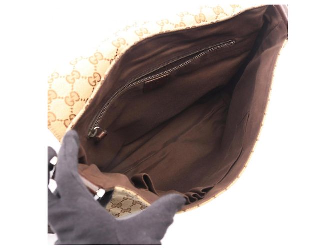 Borsa a Spalla Gucci GG Canvas Marrone Beige - vista 3