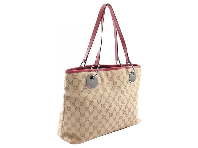 Borsa Tote Gucci GG Canvas Beige Bordò - vista 2