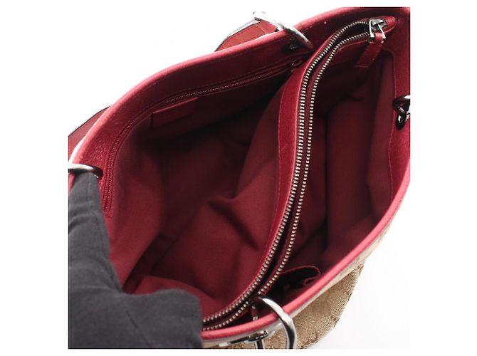 Borsa Tote Gucci GG Canvas Beige Bordò - vista 3