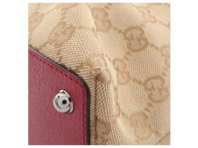 Borsa Tote Gucci GG Canvas Beige Bordò - vista 5