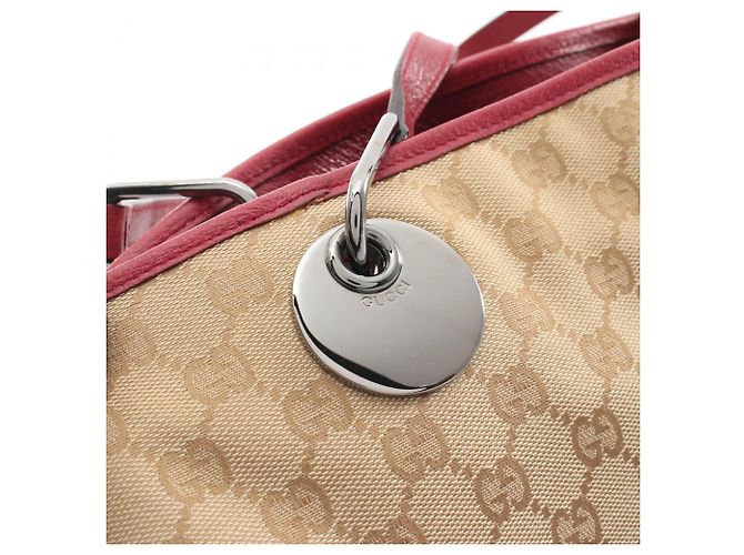 Borsa Tote Gucci GG Canvas Beige Bordò - vista 6