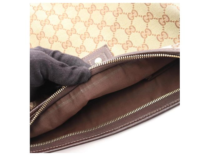 Borsa a Spalla Gucci Abbey GG Canvas Marrone Beige - vista 5