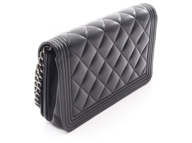 Borsa a Spalla Chanel Boy Matelassé Nero - vista 2