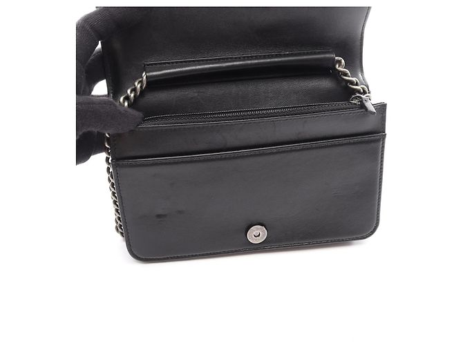 Borsa a Spalla Chanel Boy Matelassé Nero - vista 4