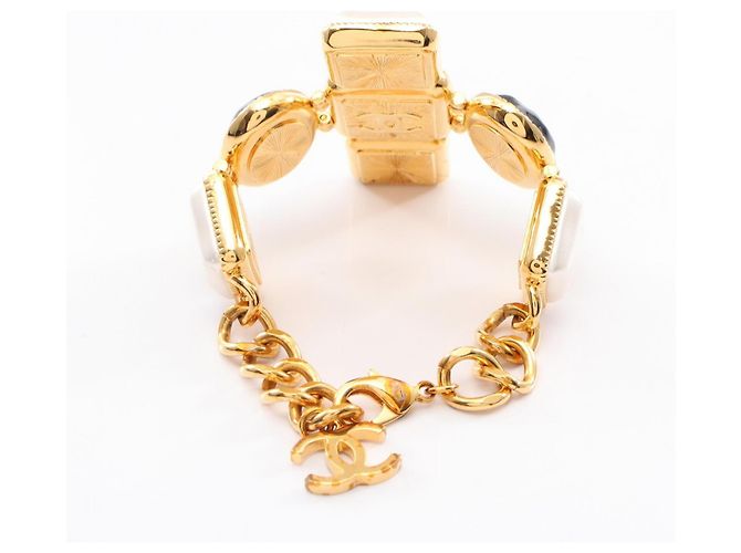 Chanel Coco Mark Gripoix Charm Bracelet Black White Golden - view 2