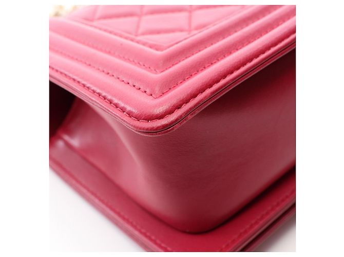 Borsa a tracolla Chanel Boy Small in agnello rosa - vista 9