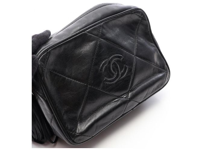 Borsa a Spalla Chanel Coco Mark Diamond Stitch Fringe Nero - vista 10