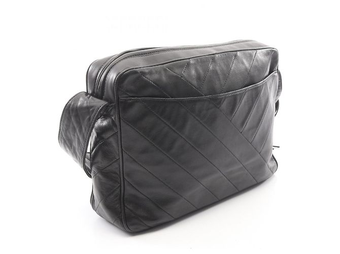 Borsa a Spalla con Frange Chanel Coco Mark Bias Stitch Nero - vista 2