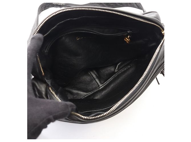 Borsa a Spalla con Frange Chanel Coco Mark Bias Stitch Nero - vista 3