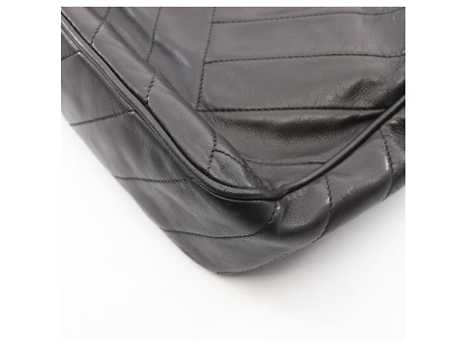 Borsa a Spalla con Frange Chanel Coco Mark Bias Stitch Nero - vista 8