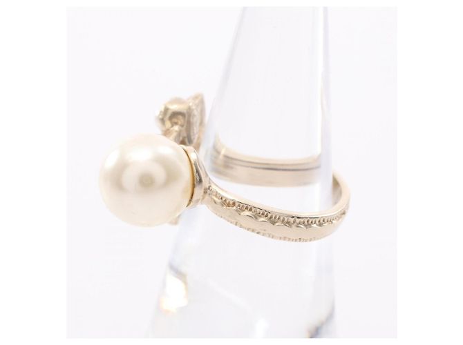 Anillo Chanel Coco Mark Blanco Dorado - vista 2
