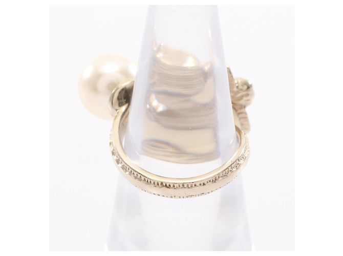 Anillo Chanel Coco Mark Blanco Dorado - vista 3