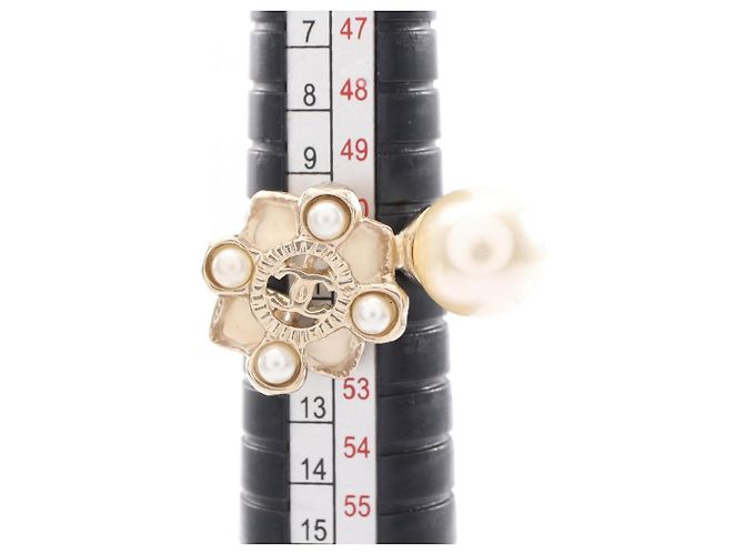 Anillo Chanel Coco Mark Blanco Dorado - vista 5