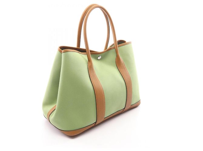 Hermès Borsa Tote Hermes Garden Party PM Marrone Verde - vista 2