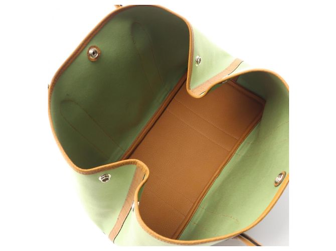 Hermès Borsa Tote Hermes Garden Party PM Marrone Verde - vista 3