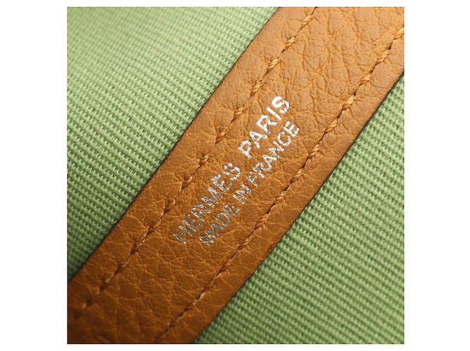 Hermès Borsa Tote Hermes Garden Party PM Marrone Verde - vista 4