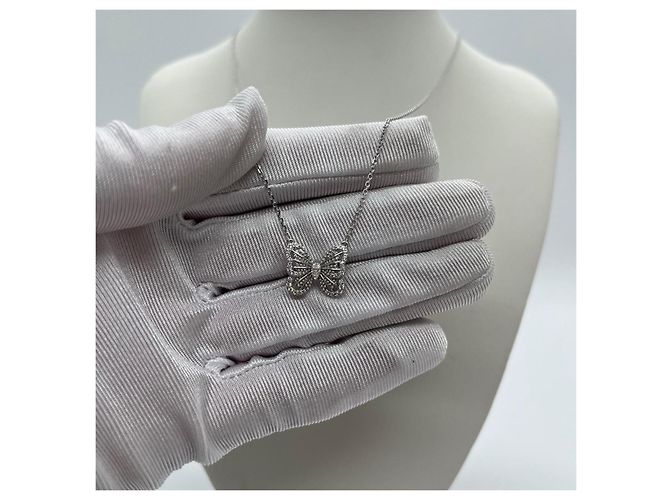 Collana De Beers Portraits of Nature Farfalla in Oro Bianco Argento - vista 4