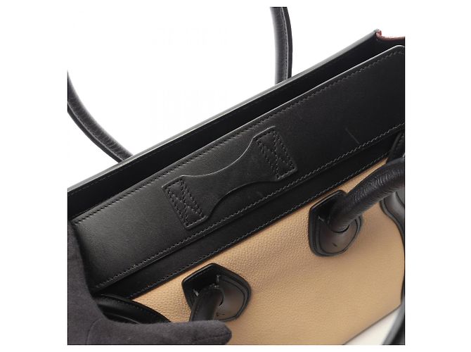 Céline Celine Luggage Micro Shopper Tragetasche Schwarz Rot Roh - Ansicht 10
