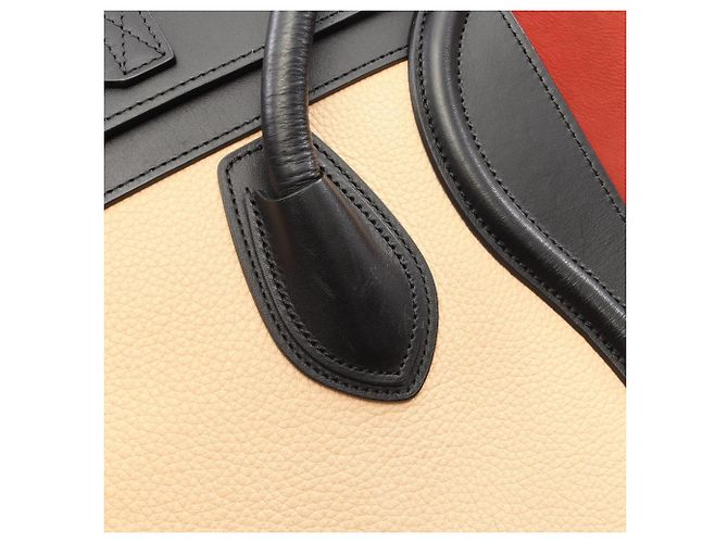 Céline Celine Luggage Micro Shopper Tragetasche Schwarz Rot Roh - Ansicht 11