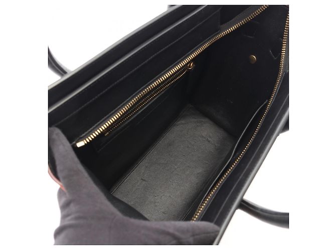 Céline Celine Luggage Micro Shopper Tragetasche Schwarz Rot Roh - Ansicht 3