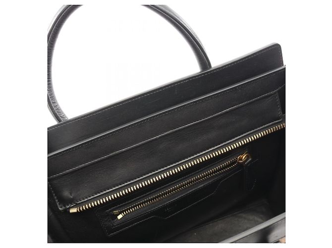 Céline Celine Luggage Micro Shopper Tragetasche Schwarz Rot Roh - Ansicht 5