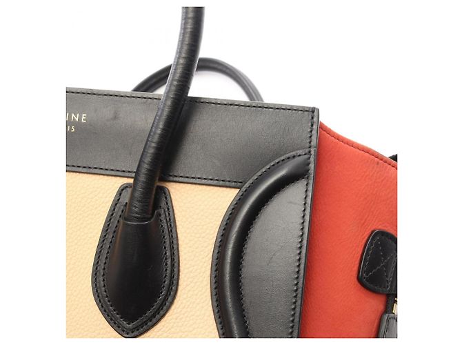 Céline Celine Luggage Micro Shopper Tragetasche Schwarz Rot Roh - Ansicht 6