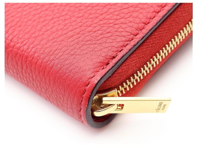 Céline Celine CELINE Round Long Wallet aus rotem Leder - Ansicht 7