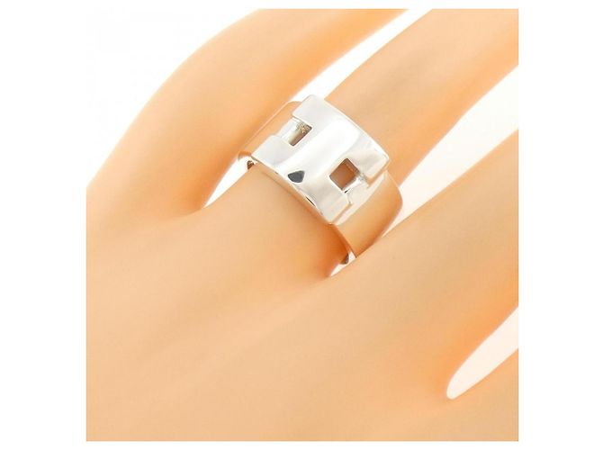 Ring Hermès Anello Hercules con fascia argentata Hermes - vista 5