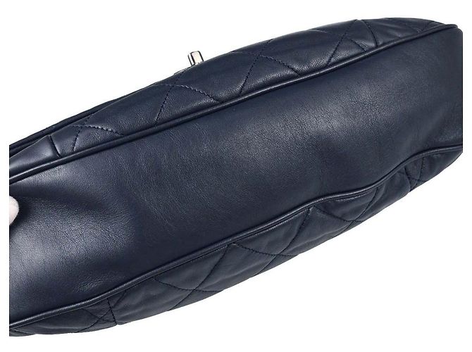 Chanel Flap Shoulder in pelle Blu navy - vista 7