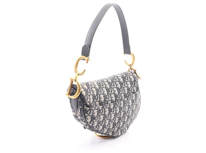 Borsa Saddle Christian Dior Beige Blu navy - vista 2