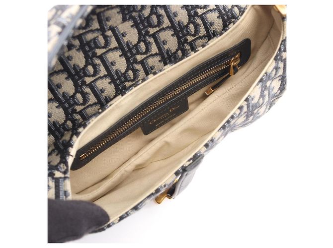 Borsa Saddle Christian Dior Beige Blu navy - vista 3