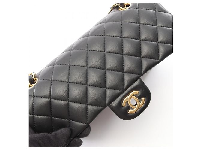 Borsa a Spalla Chanel Matelassé Double Flap Nero - vista 9