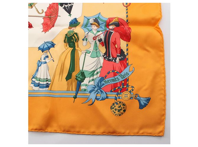 Hermès Hermes Carre 90 Ombrelles et Parapluies Scarf Multicor Laranja - vista 4
