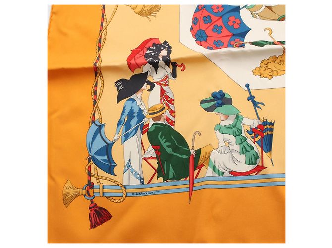 Hermès Hermes Carre 90 Ombrelles et Parapluies Scarf Multicor Laranja - vista 5